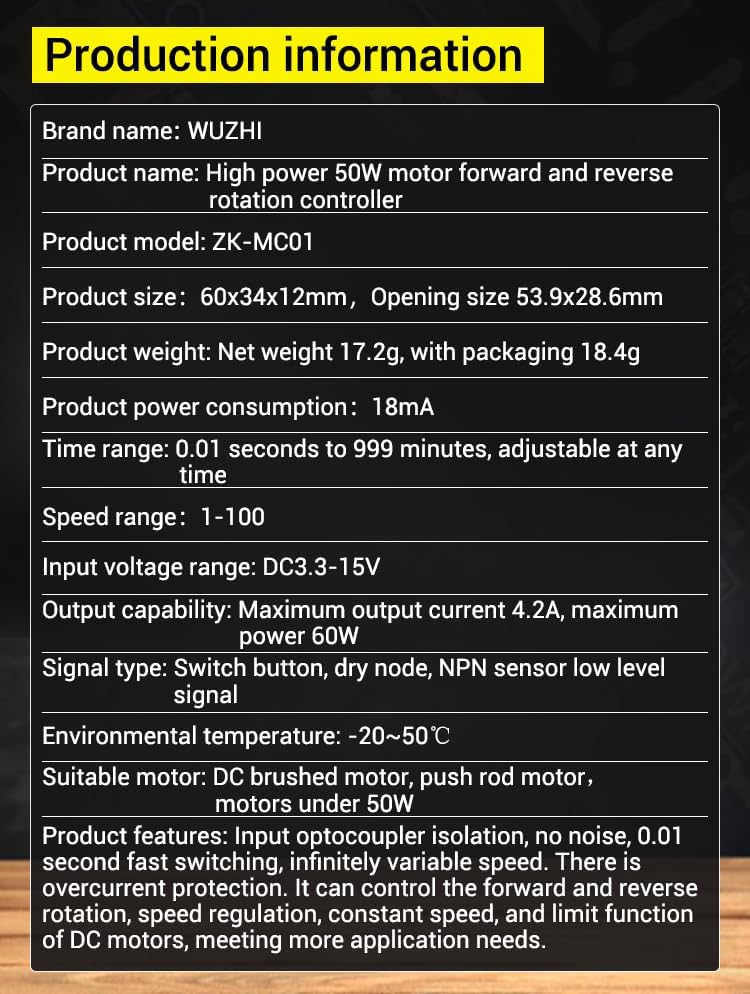 GODIYMODULES DC 3.3-15V High Power Motor Forward and Reverse Controller Auto Cycle Timing Delay Module Signal Trigger Brush Motor - Image 5